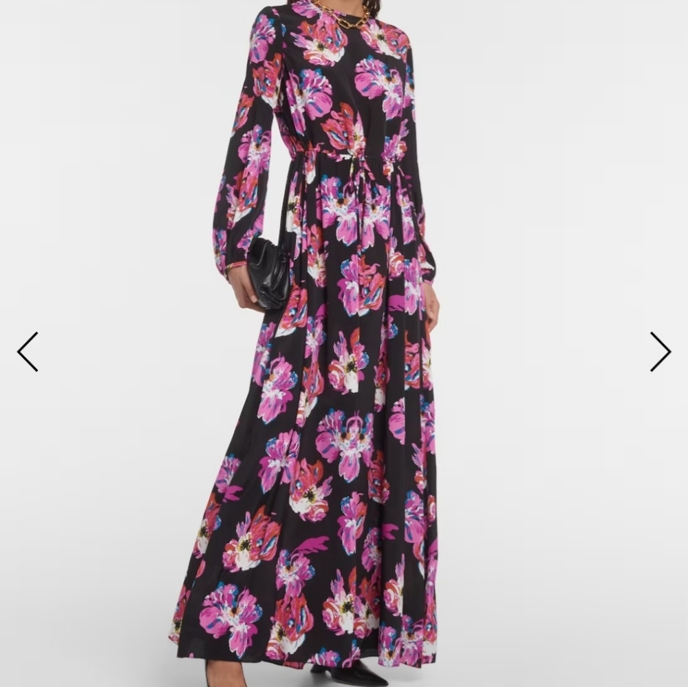 Diane von Furstenberg Sydney Maxi Dress, size 4, painted blossom gt pink